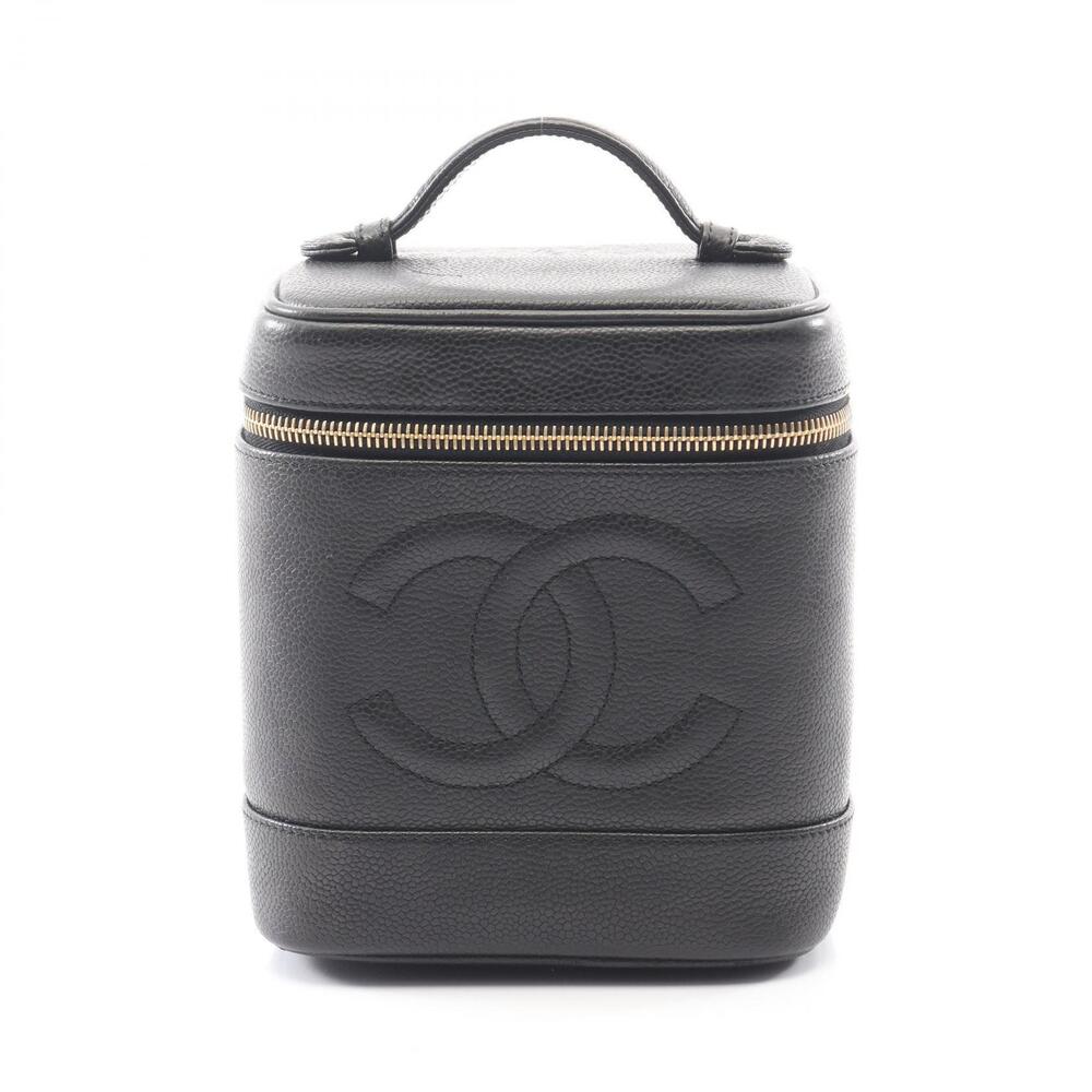 Chanel Coco Mark Handbag Leather Grained Calfskin Black